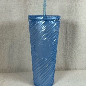 Starbucks Light Blue Swirl Reusable Cold Cup with Straw
